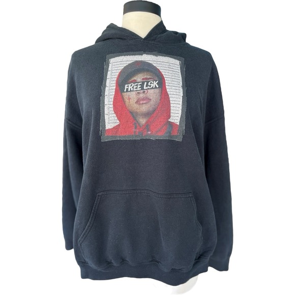 Free LSK Other - Free LSK Graphic Oversize Black Hoodie Sweatshirt Size XL Y2K Hip Hop Streetwear